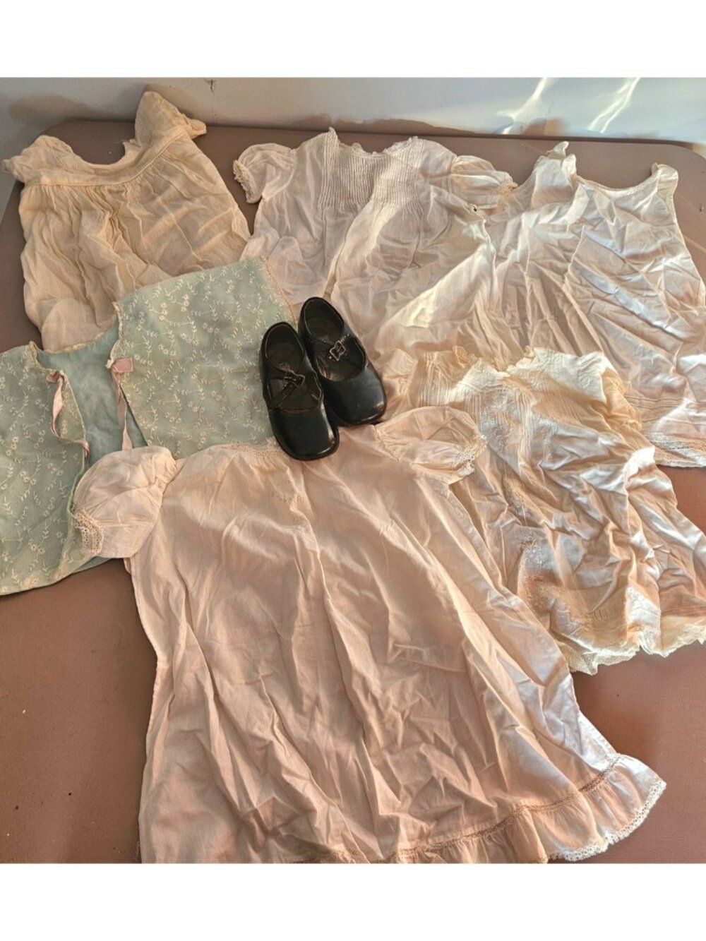 Assortmemt of Vintage Baby Apparel and blanket
